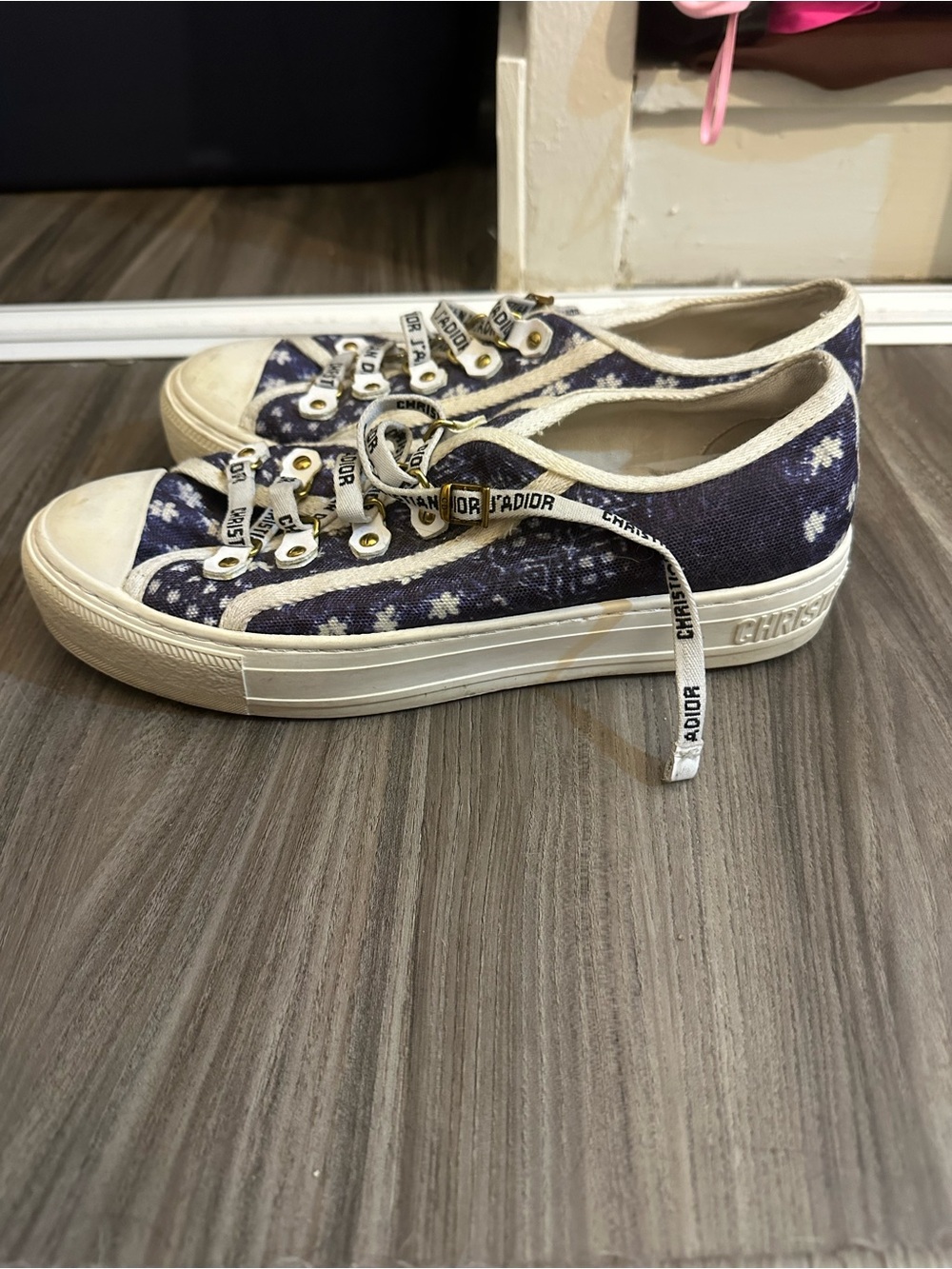 Dior Indigo Floral Canvas Low-Top Sneakers